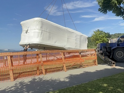 Выгрузка и установка на фундамент